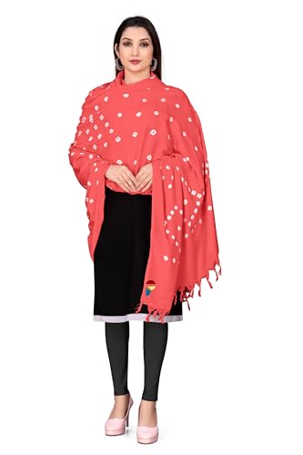 Image of Women Cotton Hand Printed Bandhani Design Dupatta | Ethnic Tie Die Print Dupatta (LENGTH 2.10M)