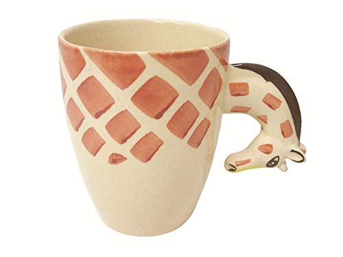 Imagen de TAZA MUG CERAMICA CONICA 340 ML LISA Y CRAQUELET INFANTIL ASA FORMA ANIMAL JIRAFA