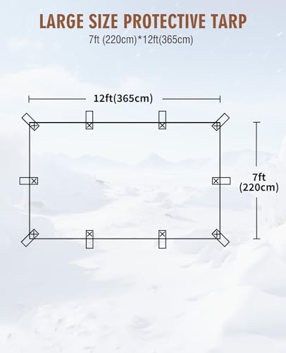 HIRALIY 20 Mil Heavy Duty Waterproof Tarp, 7x12ft Black Tarpaulin with Reinforced Webbing Loops, Multipurpose Oxford Canvas Tarp for Firewood, Roof, Camping, Pool