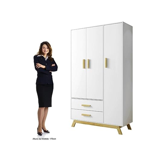 Guarda Roupa Infantil 3 Portas 2 Gavetas Dudu Rodmóveis Branco