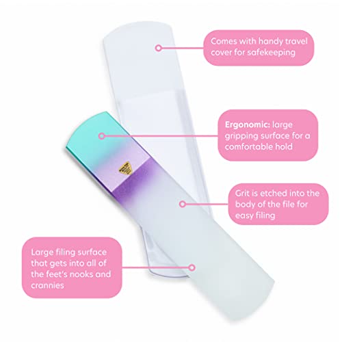 4-Piece Crystal Glass File, Glass Ergo File And Glass Foot File Set By Bona Fide Beauty Czech Crystal Nail File #TOP7