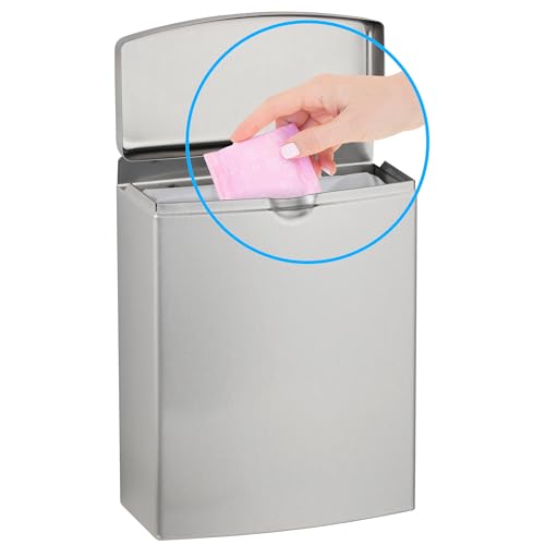 Bobrick B-270 Sanitary Napkin Disposal Wall Mounted Stainless Steel Flip Top Receptacle cover