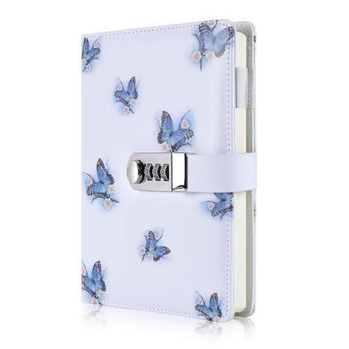 ARRLSDB A5 Creative Password Journal with Lock, PU Leather Diary with Combination Lock Password Notebook Locking Journal Diary (Style 1)