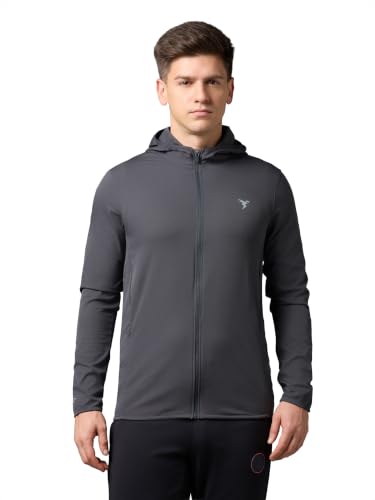 Image of TECHNOSPORT Men's Regular Fit Jacket with Zip Pockets, TS FLEXI Lightweight Windproof Quick Dry Full Sleeve Jacket for Gym Running and Travel