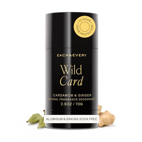 Each & Every Aluminum Free Deodorant for Women & Men – Natural Fragrance 72-Hr Odor Protection, Non-Toxic Deodorant for Sensitive Skin, EWG Verified, Baking Soda Free - Cardamom & Ginger, 2.5oz