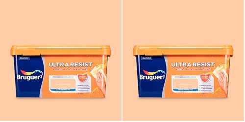 Bruguer ULTRA RESIST Pintura para paredes ultra lavable Naranja Primavera 4L (Paquete de 2)