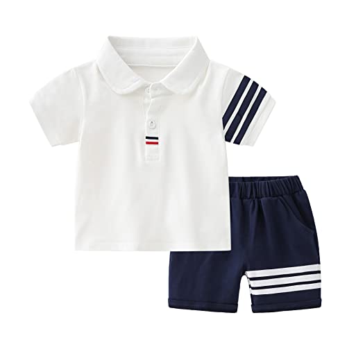 Kids Toddler Boys Summer Cotton 2 pcs Clothing Sets Short Sleeve Polo T-shirt and shorts outfits (18 Months)
