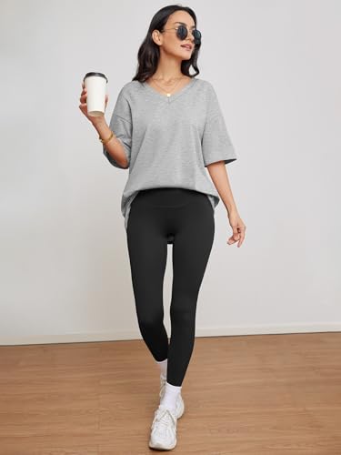 Image of ATHMILE Womens Oversized Shirts V Neck Plus Size Spring Workout Summer Tops Beach Vacation 2026 Gym Clothes Basic Tee
