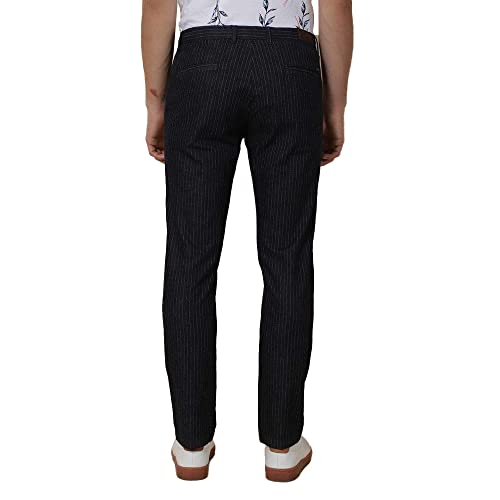 Image of Blackberrys Men Navy Vertical-Stripes Trousers