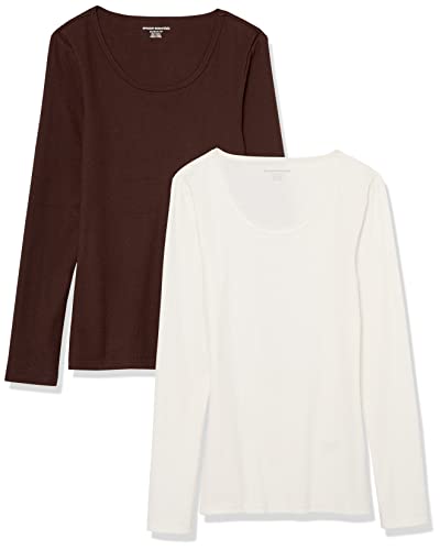 Image of Amazon Essentials Women's Long Sleeve Slim-Fit Rib Scoop Neck Sweater, Fall Tops, Pack of 2