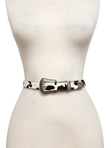 Genuine Cow Hair Leather Belt w. Western Buckle set2