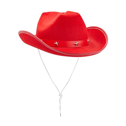 Zodaca Felt Red Cowgirl Hat for Women and Men, Costume Accessories (14.8 x 10.6 x 5.9 Inches)
