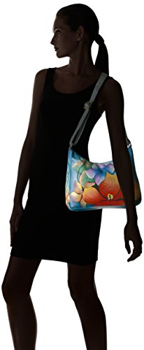 Anna By Anuschka Women's Genuine Leather Medium Hobo Shoulder Bag | Hand Painted Original Artwork | Midnight Floral #TOP5