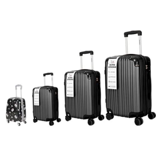 4-Piece Luggage Set, Checked and Carry-On Luggage Set, 16, 20, 25, 29 Inch Family Carry-On Suitcases, Combination Lock, Textured Finish, ABS Hard Shell Luggage, Telescoping Handle