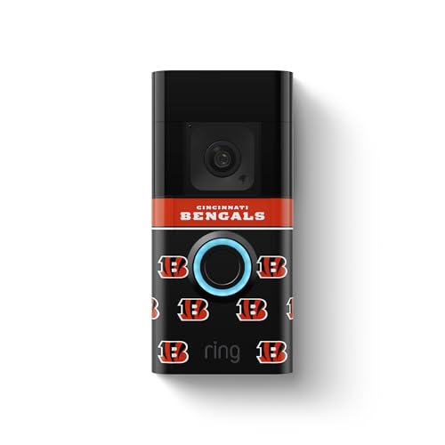 Image of All-New Limited Edition, Official NFL Faceplate for Ring Doorbells - Video Doorbell 3, Video Doorbell 3 Plus, Video Doorbell 4, Battery Doorbell Plus, and Battery Doorbell Pro | Cincinnati Bengals