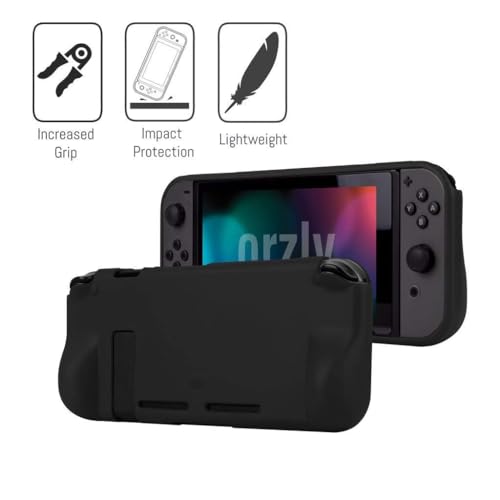 Orzly PACK ESENCIAL de Accesorios para Nintendo Switch [Incluye: Protectores de Pantalla, Cable USB, Funda para Consola, Estuche Tarjetas de Juego, Funda Comfort Grip, Auriculares] – NEGRO - imagen 5