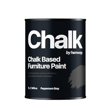 Peppercorn Grey Chalk Style All-in-One Matt Paint for Furniture, Home Decor, Cabinets, Crafts, Eco-Friendly, Matt Paint, Shabby Chic, Chalky Finish, Walls, Wood, Doors, Tables, Chairs - 1L