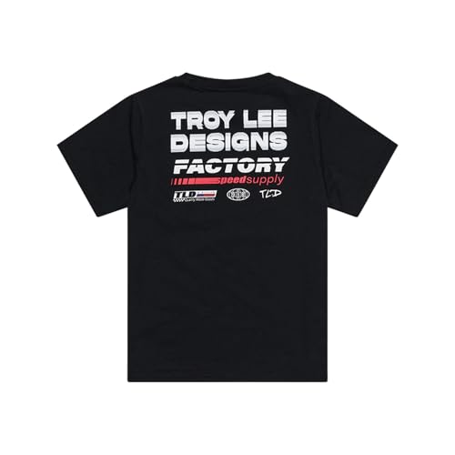 Troy Lee Designs Camiseta juvenil de manga curta; preta de fábrica LG