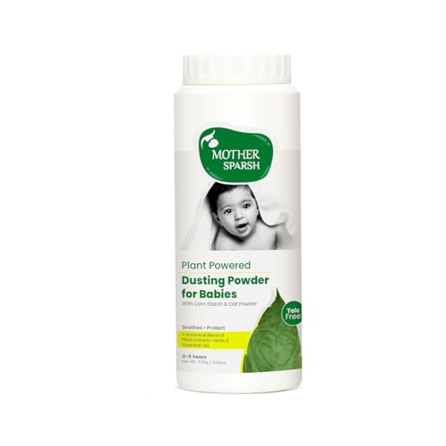 Mother Sparsh Plant Powered Dusting Powder For Babies - 330g | Talc Free Baby Powder With Corn Starch & Oat Powder