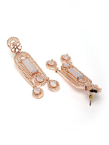 Image of Karatcart Women Silver Plated Blue American Diamond Studded Jhumki Earrings