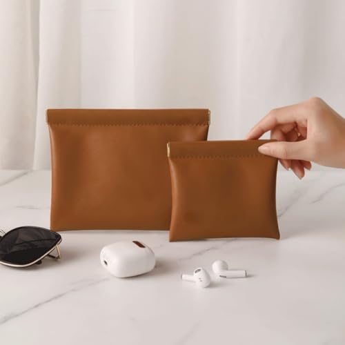 Mini bolsa de poliuretano con mecanismo de cierre consistente para organizar auriculares con cable de carga para cables y dispositivos pequeños (palma moca) - imagen 2