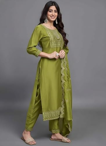 Image of Florely Women's kurti set for woman | kurta sets for woman | Cotton Kurta Set for Women | Embroidered Kurta Set for Women | Kurta Set with Pant Dupatta | 3 Piece Kurti Set | trending kurta women 2026