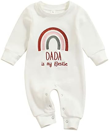 Unisex Baby Boy Girl Christmas Clothes Fleece Rainbow One Piece Romper Jumpsuits Coveralls Toddler Fall Winter Outfits (White, 6-9 Months)