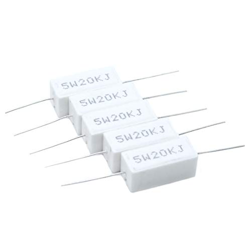 TOUHIA Wirewound Ceramic Resistor Inductionless Cement Resistor 5W 20kΩJ 10 Pcs