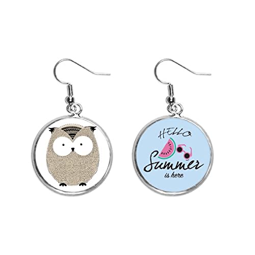 Pendientes de sandía de estilo búho gordito para el lóbulo en verano