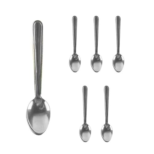 FabFinches 6pc Stainless Steel Tea Spoons Set Soup Dishwasher Safe Premium Quality Kitchen Home House Work