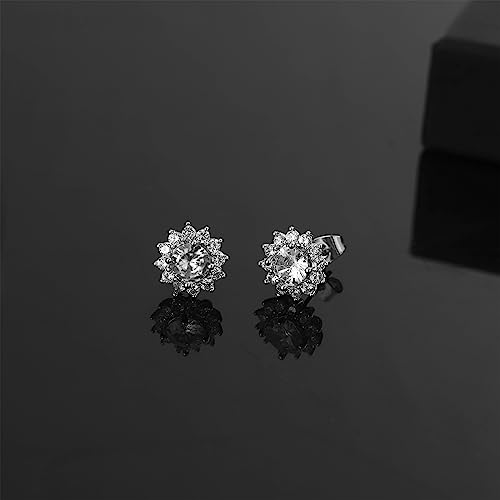 NEWITIN 12 Pairs Silver Stud Earrings for Women Hypoallergenic Earring Sterling Silver Post 316L Stainless Steel Inlaid Cubic Zirconia Studs Earring Diamond Halo Stud Earrings for Women Men2