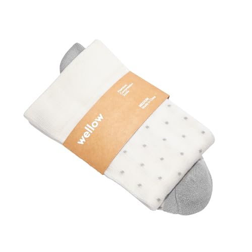Wellow Premium Socks (Compression Socks - Regular) for Men and Women Made with Viscose from Bamboo Relieves Swelling Nurses - Pregnancy Support MD Egret Dot