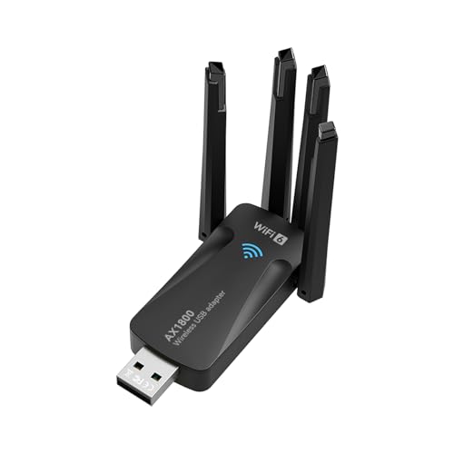 Image of AX1800 WiFi 6 USB WiFi Adapter for PC Desktop laptop, 802.11ax Wireless Network Adapter with Dual Band 2.4GHz, 5GHz, 4 High-Gain Antennas, WPA3, USB3.0, Driver-free for Windows 11 /10 (AX1800)