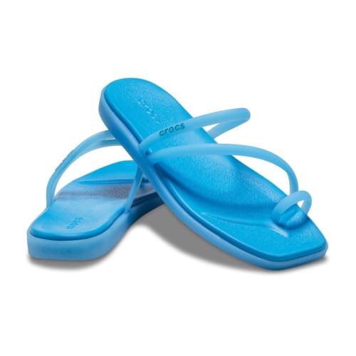 Image of Crocs Women's Miami Toe Loop Sandals | Square Toe Flat | Flexible Straps | Croslite Foam Footbed