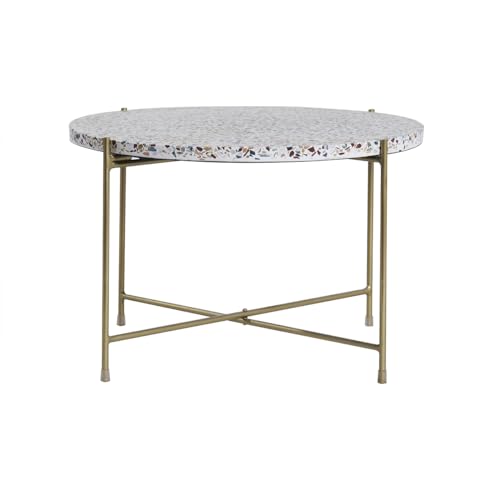 Miliboo Table Basse Ronde Design en terrazzo et métal doré D55 cm Mezzo