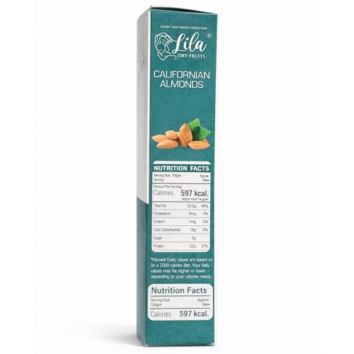 Image of LILA DRY FRUITS Premium Sarvottam Almonds 200 grams Crunchy Badam Nuts for Daily Snacking, Cooking & Healthy Eating | Natural Whole Almond Kernels Perfect for Gifting