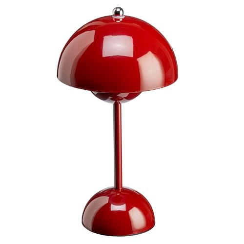 Luxus - Tischlampe Touch Deluxe - Josephine - Rot - H30 x Ø16 - Terrassenlampe - Schreibtischlampe - LED - Wiederaufladbar - Dimmbar - Kabellos - Tischlampe für innen und außen