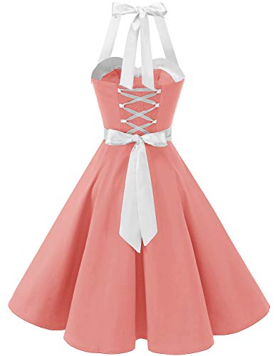 Image of DRESSTELLS Women's Vintage 1950s Cocktail Dress, Retro Tea Party Halter Swing Dresses