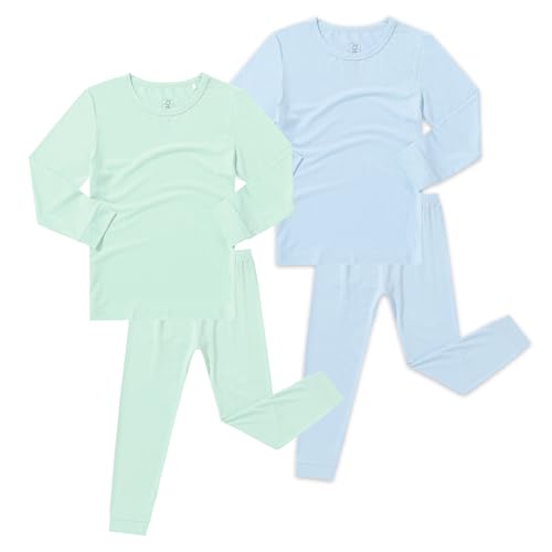 Image of JunNeng Bamboo Viscose Pajamas for Toddler Baby, Boys Girls Solid Snug Fit Pajamas Long Sleeve Sleeper