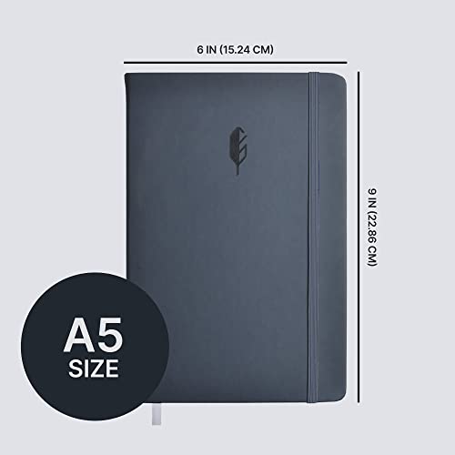 The Scribes | Hardcover Notebook Journal For Writing With Elastic Closure And Bookmark Ribbon | Made With Pu Leather | Soft & Sturdy Cover | 100 Gsm Recycled Paper | 6’’ X 9’’ Thick Paper Lined Journal For Men Women Work | 160 Pages | (Charcoal, Line) #TOP6