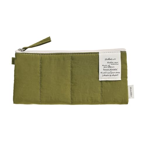 Image of Monolike Archive247 Cushion Pencil Case, 03. Olive - Pencil Pouch, Portable Pencil Bag, Pencil Case, Office Pouch case, Cushion, Soft, Vintage