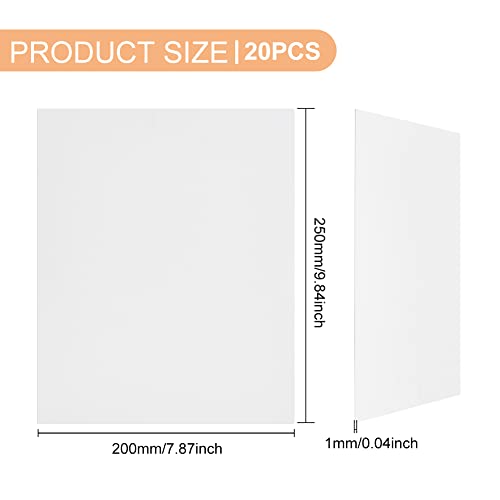 BENECREAT 20 Blatt Weiße Matten Passepartoutplatten, 25x20 cm/9.8x7.8 Zoll Säurefreie Trägerplatten Für 20.3x25.4 cm/10 Zoll Große Fotos, Kunst, Bilderrahmen