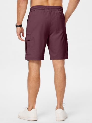 Image of JMIERR Men's Casual Stretch Cargo Shorts | Drawstring Elastic Waist, Multi Pockets, Summer Work Short, Classic
