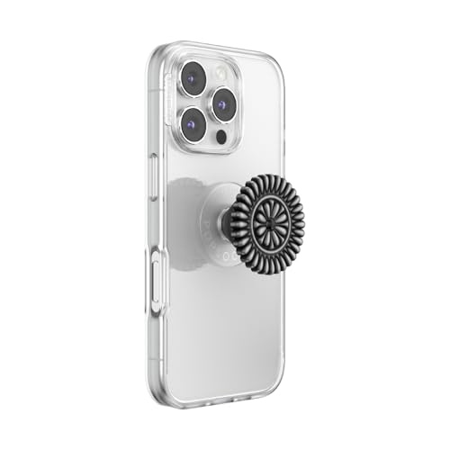 Image of PopSockets PopTop, Adhesive Phone Grip with Swappable Top, Metal - Stamped Black