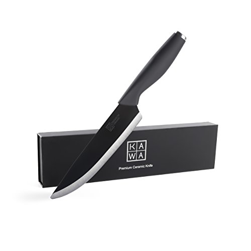 KAWA 7-Inch Professional Premium Ceramic Chef's Knife Gift Set, Black Blade Mirror Finish