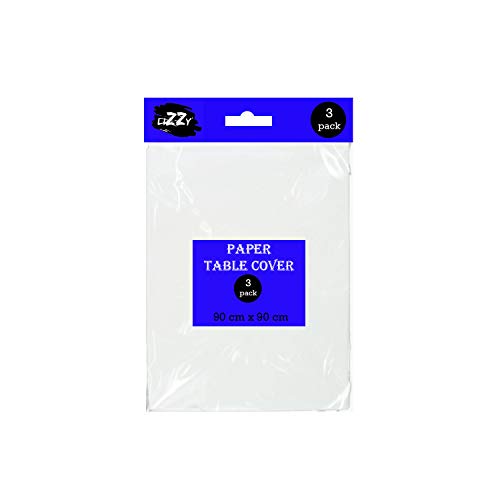 Lizzy 3 Disposable Paper Tablecloths | White Tablecloths 90cm x 90cm | Ideal for All Parties and Celebrations