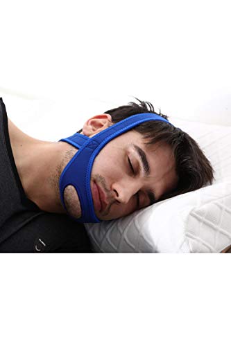 SMTD Männer und Frauen Schlafqualität Verbessern Können Anti Schnarch Kinnriemen Atmungsaktiv&Weich Schlafqualität Verbessern Können Anti-Snoring Chinstrap Blue Cover