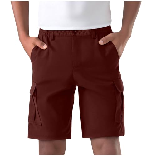 Cargo Shorts Herren Sommer Kurze Hosen Kurz Arbeitshose Chino Shorts Laufshorts Casual Outdoorshorts Cargoshorts mit Taschen Baggy Herrenshorts Elastische Taille Freizeitshorts Wein 3XL