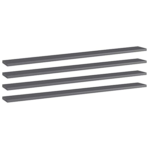 Étagère à livres en bois gris brillant 100cm lot de 4 pour salon