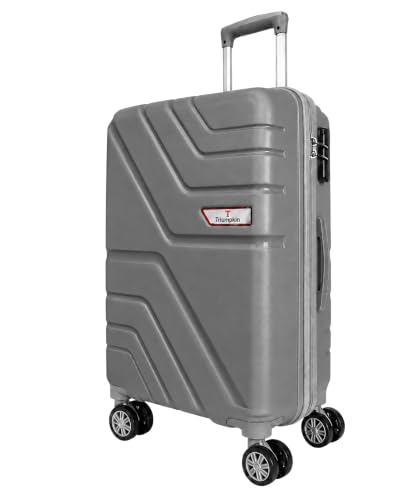 Image of Trumpkin Small Size Cabin Suitcase Trolley (55 cm) 4 Wheels - Grey | Hard Shell Luggage | 3-Digit Combination Lock | Lightweight Spacious Heavy-Duty Water Resistant Travel Bag | Push Button Handle